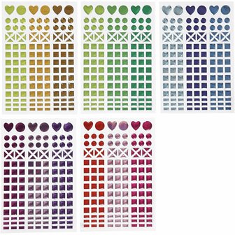Moza&iuml;ek Stickers - Zelfklevende Moza&iuml;ek Steentjes - Decoratieve Knutselstickers - DIY Moza&iuml;ek Kunst - Diverse Kleuren - 8-14 mm - 11x16,5 cm - 10 Vel