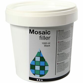 Moza&iuml;ekvoeg Zwart - Voegmiddel Voor Moza&iuml;ek - Hobby Moza&iuml;ekvoeg - Tegelvoegmiddel - Waterdichte Voegen - DIY Moza&iuml;ekprojecten - Voegmiddel Kunst - 1000 ml - 1 Emmer