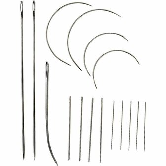 Reparatieset Naalden - 16 Stuks - Naalden Voor Leer, Canvas &amp; Stoffen - Handige Set Met Verschillende Naaldformaten - Ideaal Voor Handwerk &amp; Hobbyprojecten