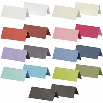 Naamkaarten, diverse kleuren, afm 9x4 cm, Inhoud kan vari&euml;ren , 250 gr, 30 doos/ 1 doos