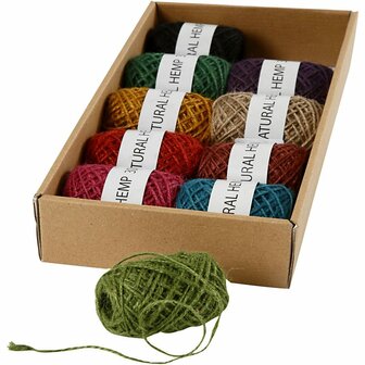 Natuurlijk Hennep Touw - Duurzaam &amp; Sterk - Ideaal voor DIY Decoratie, Macram&eacute;, Cadeauverpakking &amp; Handwerk - Diverse Kleuren - 1-2 mm Dikte - 10x30 m