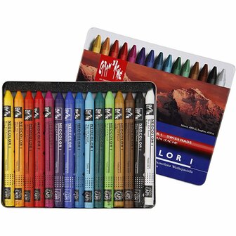 Neocolor I, diverse kleuren, L: 10 cm, dikte 8 mm, 15 stuk