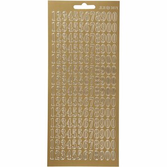 Stickers Goud - Cijfers 0-9 Stickers - Gouden Plakstickers Met Getallen - Zelfklevende Stickervellen - DIY Kaarten Maken - Scrapbooking - 10x23 cm - 1 Vel