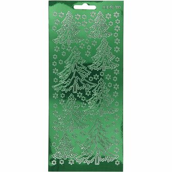 Stickers Kerstboom - Zelfklevende Stickers Met Kerstboom Motief - DIY Decoratie Voor Feestdagen, Scrapbooking &amp; Kaarten Maken - 10x23 cm - 1 Vel