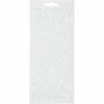 Stickers Wit - Bladeren Stickers - Zelfklevende Botanische Stickervellen - DIY Decoratie Voor Kaarten Maken &amp; Scrapbooking - 10x23 cm