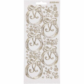 Stickers Wit Kerstballen - Zelfklevende Winterstickers Met Kerstbal Ontwerp - DIY Decoratie Voor Kaarten &amp; Scrapbooking - 10x23 cm - 1 Vel