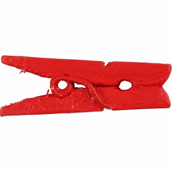 Mini Wasknijpers - Rode Decoratieve Knijpers - Kleine Houten Knijpers - Lengte 25mm - Breedte 3mm - Set van 36 Stuks