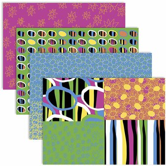 Decoupage Papier - Vrolijke Kleuren - Designpapier - Knutselpapier - Scrapbooking - Hobby &amp; Creatief - 4x2 Vellen