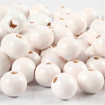 Houten Kralen - Witte Kralen - Diameter 10mm - DIY Knutselmateriaal - Gatgrootte 3mm - 20g