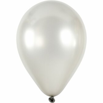 Ballonnen, zilver, rond, d 23 cm, 8 stuk/ 1 doos