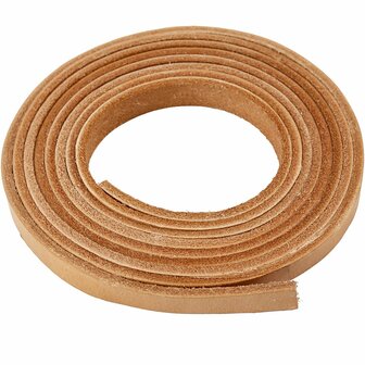 Leerband - Naturel Leren Band - DIY Leren Koord - Creatieve Leren Band - Hobby Koord Voor Decoratie - Breedte 10mm - Dikte 3mm - Lengte 2m - 1 Rol