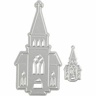 Snijmal - Kerken Ontwerp - 46x91+18x35 mm - Voor Kaarten en Scrapbooking - 1 Stuk