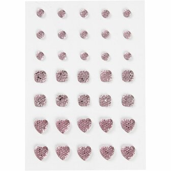 Strasstenen - Home deco - Rond/vierkant/hart - Kunststof - Roze - Vivi Gade - 35 Stuks