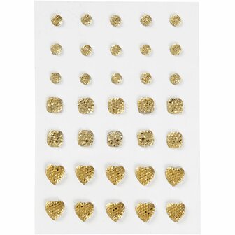 Strasstenen - Home deco - Rond/vierkant/hart - Kunststof - Goud - Vivi Gade - 35 Stuks