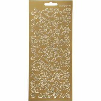 Stickers - goud - duiven - 10x23 cm