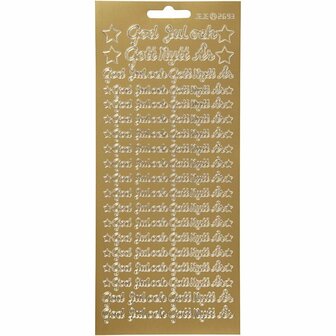 Stickers Goud - God Jul &amp; Gott Nytt &Aring;r Stickervel - Zweedse &amp; Noorse Kerst Stickers Voor Scrapbooking &amp; DIY - 10x23 cm - 1 Vel