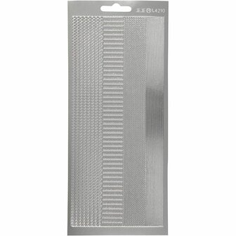 Stickers Zilver - Randen Stickers - Zelfklevende Stickervellen Met Luxe Afwerking - DIY Feestelijke Decoratie - 10x23 cm
