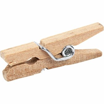 Wasknijpers Hout - Houten Knijpers - Knutsel Wasknijpers - DIY Decoratie - Mini Wasknijpers - Klemmetjes Voor Foto&#039;s - Kleine Houten Klemmen - L 25 mm - B 3 mm - 30 Stuks