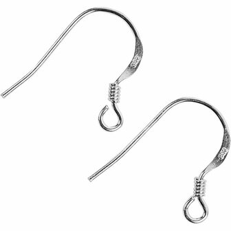 Franse Oorbelhaken - Zilveren Oorbelhangers DIY - Verzilverde Oorbelhaakjes - Oorhaken - Oorbelhangers - DIY - Zelf Oorbellen Maken - 925 Sterling Zilver - 14mm - 10 Stuks