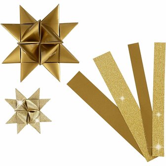 Vlechtstroken - Gouden DIY Papierstroken - Creatieve Decoratieve Hobbystroken - Sterren Vouwen &amp; Luxe Knutselset - Hoogwaardige Kwaliteit - Formaat 44+78 cm - Set