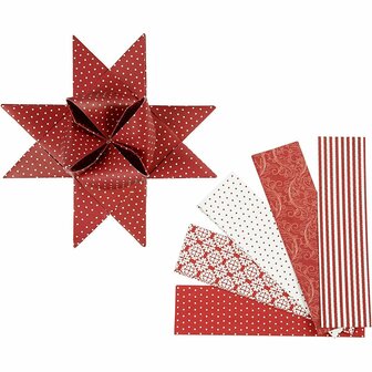 Vlechtstroken rood-wit - Papieren vlechtstroken - Dubbelzijdig vlechtpapier - DIY vlechtkunst - Vivi Gade vlechtpapier - Creatief knutselpapier - 100 cm lengte - 40 stuks