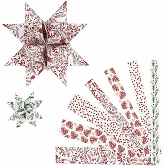 Vlechtstroken - Papierstroken Rood/Wit - DIY Knutselstroken - Handgemaakt Papier - Hobby Strookjes - Formaat 44+78cmx6,5+11,5cmx15+25 mm - Set van 48