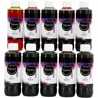 Vloeibare Aquarelverf &ndash; Waterverf &ndash; Verschillende Kleuren - Art Aqua Pigment - Watercolor Paint &ndash; Vloeibare Verf &ndash; Transparante - Aquarel Pigment &ndash; Pigmentrijke Verf &ndash; Kleuren Assortiment - 10x250 ml