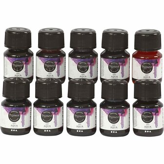 Vloeibare Aquarelverf - Diverse Kleuren - Art Aqua - 10x30 ml - Transparante Verf - Hoogwaardige Kwaliteit - Mengbaar - Verdund met Water - Geschikt voor Creatieve Projecten