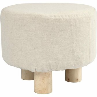 Voetenkrukje - Decoratief Houten Krukje - DIY Beschilderbaar Meubel - Vintage Decor - Stevig &amp; Stijlvol - Hoogte 21,5 cm - Diameter 26 cm - 1 Stuk