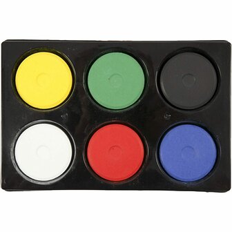 Waterverf Palet  Aquarelverf Palet  Primaire Kleuren Verf  Pigmentrijke Verf  Waterbased Verf  Aquarel Hobbyverf  Intense Kleuren  &Oslash; 57mm Verf Tabletten  Zwart Rood Wit Geel Groen Blauw