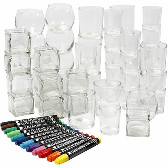 Waxinelichten Set - Diverse Kleuren - 72 Stuks - Extra Kleuren - Kaarsen Decoreren - Glas Porseleinstiften