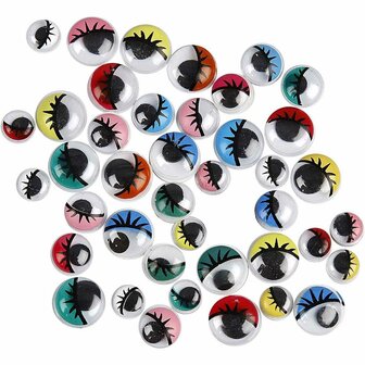 Wiebelogen Met Wimpers - Grappige Wiebelogen Decoratie - Knutsel Ogen Multicolor - DIY Wiebelogen - Creatieve Ogen voor Kinderen - 8-12 mm - 36 Stuks