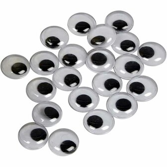 Wiebelogen Junior - Zwart Wit Wiebelogen - Knutselen en Decoreren - Leuke Knutselogen - 14 Mm - Set van 30 Stuks