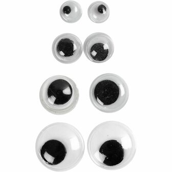 Wiebelogen Set - Bewegende Oogjes - DIY Knutselmaterialen - Ogen Voor Knuffels - Zelfklevende Oogjes - Hobby Decoratie - Diverse Maten - D 4+6+8+10 mm - 40 Stuks