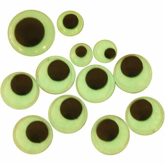 Wiebelogen Fluorescerend - DIY Wiebelogen voor Knutselen - Bewegende Ogen in Diverse Maten - Fluorescerende Achtergrond - 8+10+14 mm - 300 Stuks