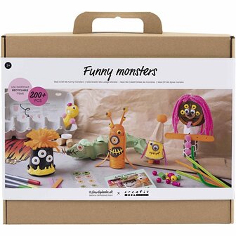 Knutselpakket - Knutselbox - Creatieve Box - Knutselmateriaal - Hobbyset - DIY - Kinderen - Strass, Pijpenragers, Pompoms, Silk &amp; Foam Clay, Eva Foam - Grappige Monsters