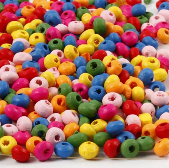 Houten Kralen - Mix van Diverse Kleuren - Houten Kralen voor Sieraden Maken - Diameter 4 mm - Gatgrootte 1-1,5 mm - Ideaal voor DIY en Hobbyprojecten - 300g