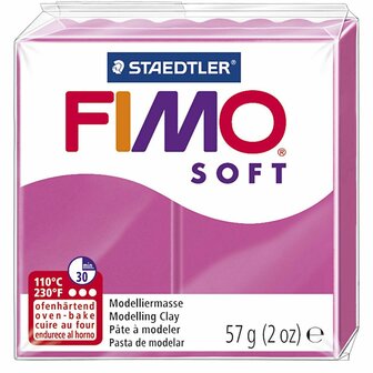 FIMO Soft Boetseerklei Framboos - Ovenhardende klei - Hobbyklei - Knutselklei - Staedtler FIMO soft - Klaar voor gebruik - Zacht en glad - Roze Klei - 57gram
