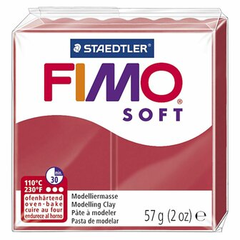 FIMO Soft Boetseerklei Kersrood - Ovenhardende klei - Hobbyklei - Knutselklei - Staedtler FIMO soft - Klaar voor gebruik - Zacht en glad - Rode Klei - 57gram