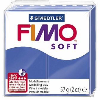 FIMO Soft Boetseerklei Brilliantblauw - Ovenhardende klei - Hobbyklei - Knutselklei - Staedtler FIMO soft - Klaar voor gebruik - Zacht en glad - Heldere Blauwe Klei - 57gram