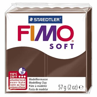 FIMO Soft Boetseerklei Chocolade - Ovenhardende klei - Hobbyklei - Knutselklei - Staedtler FIMO soft - Klaar voor gebruik - Zacht en glad - Chocolade Bruin - Bruine Klei - 57gram