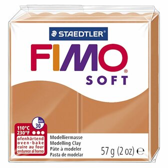 FIMO Soft Boetseerklei Cognac - Ovenhardende klei - Hobbyklei - Knutselklei - Staedtler FIMO soft - Klaar voor gebruik - Zacht en glad - Cognac Kleur - Klei voor sieraden - 57gram