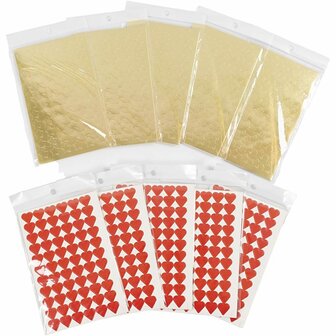 Stickers - Harten en Sterren - Zelfklevende Stickervellen - Decoratieve Mini Stickers - 14 mm - Set van 100 Vel
