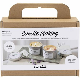 Mini Hobbyset Kaarsen Maken, Sojakaars met aventurien en amethist, cr&Atilde;&uml;me, off white, 1 doos