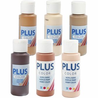 Acrylverf - Diverse Kleuren Verf - Acrylaatverf - Acrylic paint - Hobbyverf - Sneldrogende Verf - Dekkende Verf - Waterbasis Verf - Hoogwaardige Decoratie Verf - Plus Color Verf - 6x60ml