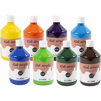 Acrylverf - Glossy Verf Set - Acrylverf Glossy - Acrylaatverf - Acrylic paint - Hobbyverf - Knutselen en Verven - Sneldrogende Verf - 8x500 ml