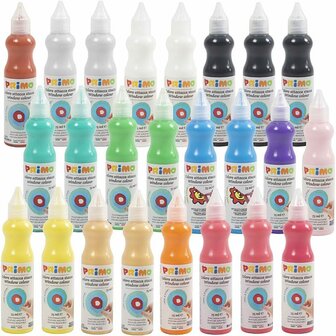 Raamverf - Verf Voor Ramen - Raamdecoratie - Verf Op Waterbasis - Kinderen Verf -Verschillende Kleuren - Creatieve Verf - 24 Verf Tubes - 75ml Per Tube