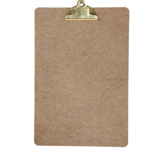 Klembord- Bord Met Papierklem - Houten Bord Met Koperen Klem - Poster Bord Met Klem - A4 - Afm. 23x34x0,3cm - 1 stuk