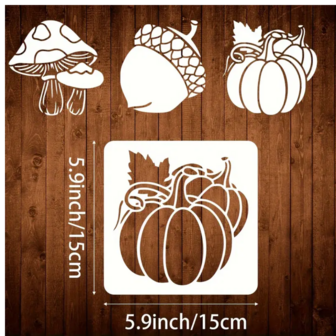 Herfst Sjablonen - Teken Sjablonen Herfst Autum - Hobby Stencils Bladeren Eikels Paddestoel Pompoen