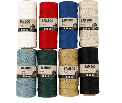 Bamboekoord - Bamboetouw - Diverse Kleuren - Gedraaid Koord - 100% Bamboe - Duurzaam &amp; Sterk - Natuurlijke Afwerking - Dikte 1 mm - 8x65 mtr - 1 Set